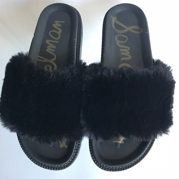 sam edelman fur slide sandals